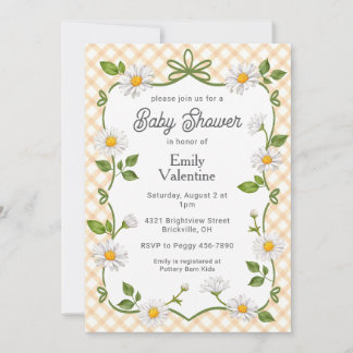 Invitación 012 Flor de cobre oxidado Dainty Plaid Baby Shower