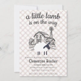 Invitación 013 Chocolate A Little Lamb Farm Plaid Baby Shower
