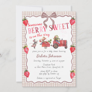 Invitación 013 Chocolate Gingham Fiesta de Dulces Bayas Baby 