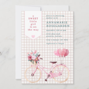 Invitación 013 Dulce Chocolate Floral Niña en Bicicleta Showe