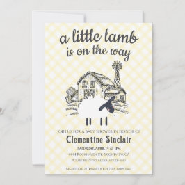 Invitación 015 Lemon A Little Lamb Farm Plaid Baby Shower
