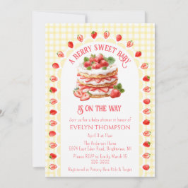 Invitación 015 Lemon Plaid Strawberry Shortcake Baby Shower