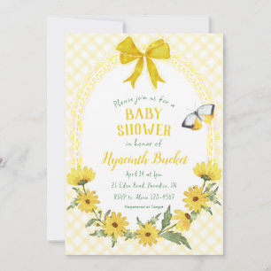 Invitación 015 Limón Amarillo Daisy Lazo Gingham Baby Shower