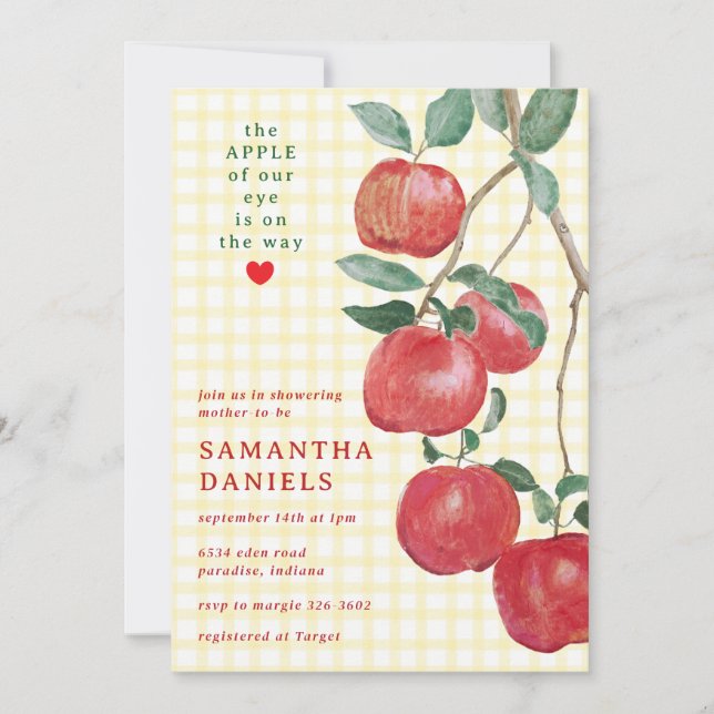 Invitación 015 Limón Manzana de Nuestro Ojo Ducha de Bebé a C (Anverso)