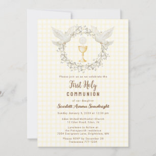 Invitación 015 Paloma Limón y Chalice Gingham Primera Comunió
