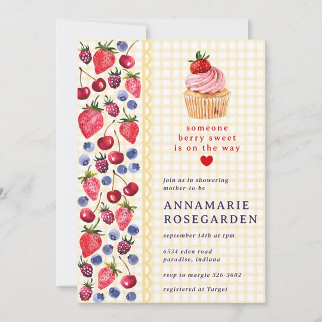 Invitación 016 Cumpleaños de bizcocho de la ducha de bebé del (Anverso)