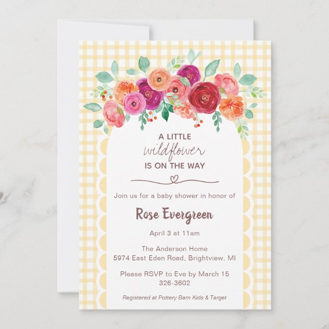 Invitación 016 Marigold Watercolor Wildflower Baby Shower (Anverso)