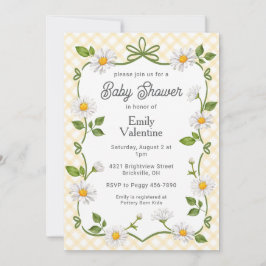 Invitación 016 Marigold Yellow Floral Daisy Plaid Baby Shower