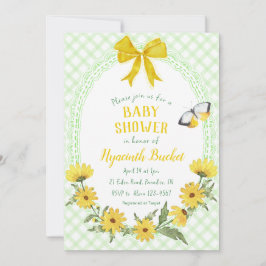 Invitación 017 Amarillo Musgo Daisy Lazo de Cuadro de Bebé Sh