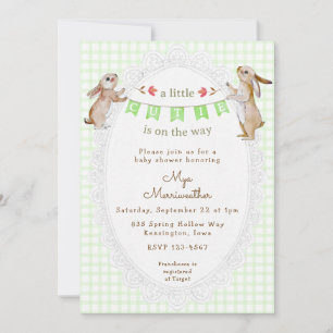 Invitación 017 Verde Musgo Bunny Dulce Cuadros de Niña Baby S