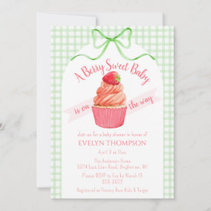 Invitación 018 Fresa Dulce Verde Hierba Baby Shower
