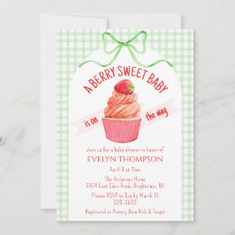 Invitación 018 Grass Green Berry Sweet Strawberry Baby Shower