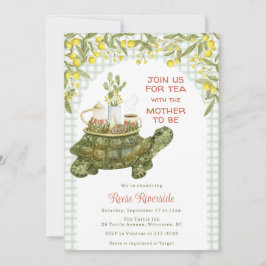 Invitación 019 Fiesta de Bebé Tortuga Té de Jardín Verde Fore