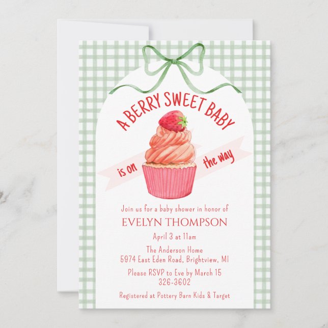 Invitación 019 Forest Berry Sweet Strawberry Baby Shower (Anverso)
