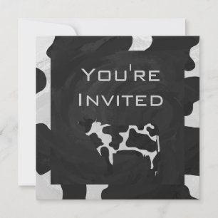 Invitación 01 de 12Monograma blanco y negro de vaca