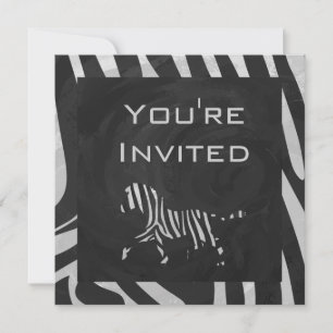 Invitación 01 Monograma blanco y negro cebra