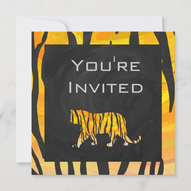 Invitación 01 Monograma negro y Naranja de tigres (Anverso)