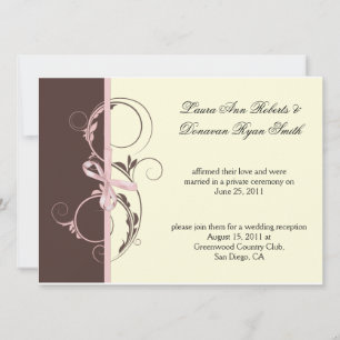 Invitación 01 Rosa Marrón Crema Remolinos Florales Post Boda