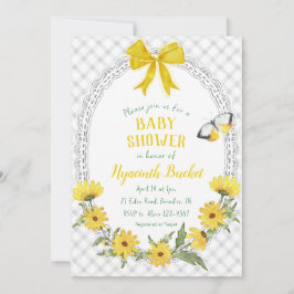 Invitación 020 Gris Niebla Amarillo Margarita Lazo Gingham Ba