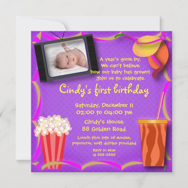 Invitación 038 del cumpleaños de los niños: (Anverso)