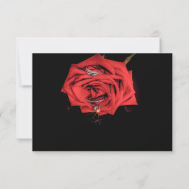 Invitación 0410-Rosa Roja con Anillos de Boda
