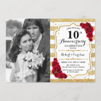 10º Aniversario con Foto - Oro Blanco Rojo