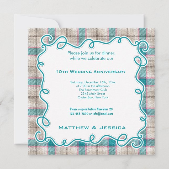 Invitación 10º Aniversario de Boda (Anverso)