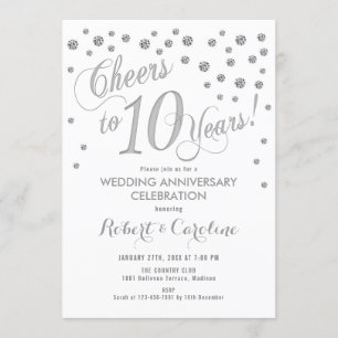 Invitación 10º Aniversario de Boda - Blanco Platea