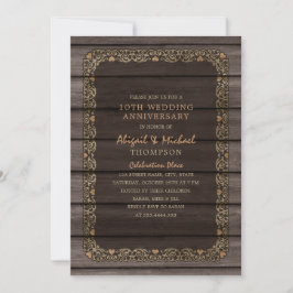 Invitación 10º Aniversario de Boda Fiesta Rústica de Madera C