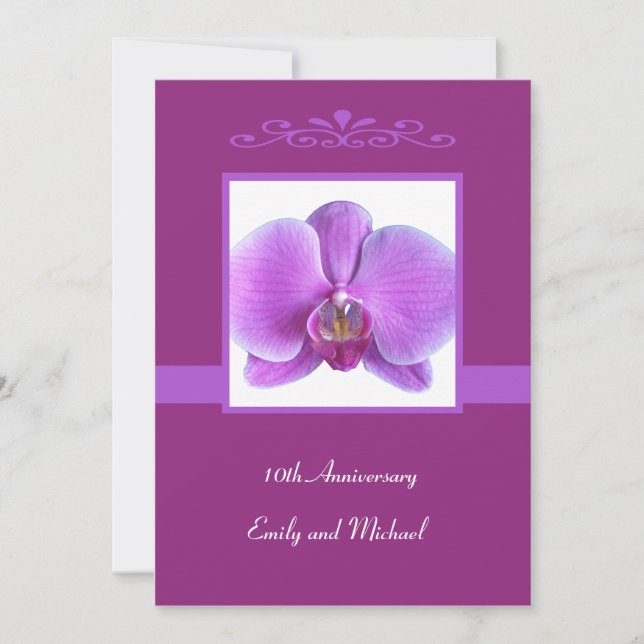 Invitación 10º Aniversario de Boda Orquídea (Anverso)