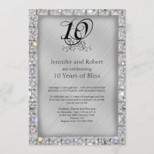 Invitación 10º Aniversario de bodas de estaño y diamante