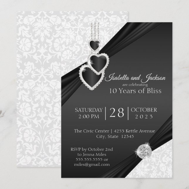 Invitación 10º Diseño de Aniversario Onyx (Anverso / Reverso)
