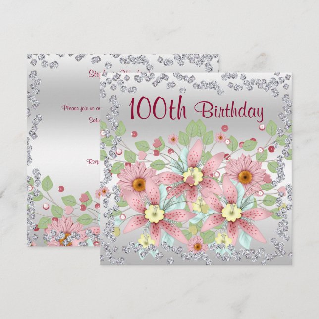 Invitación 100.ª exposición de flores y diamantes (Anverso / Reverso)