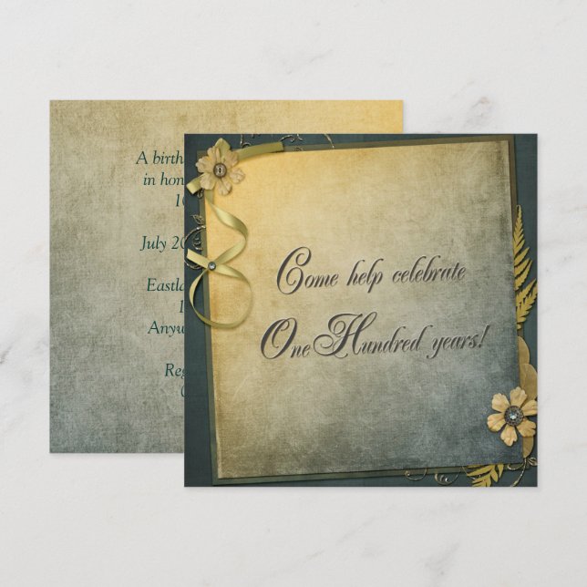 Invitación 100.ª fiesta de cumpleaños (Anverso / Reverso)