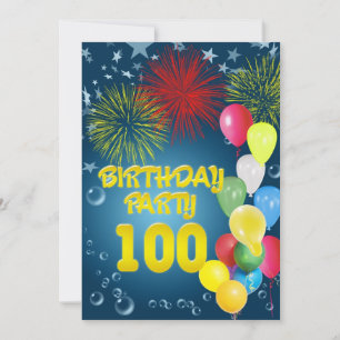 Invitación 100.ª fiesta de cumpleaños con globos