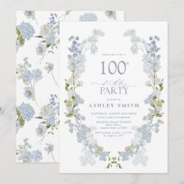 Invitación 100.ª Fiesta de Cumpleaños Elegante y Dusty Floral