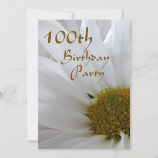 Invitación 100.ª fiesta de cumpleaños-margarita blanca