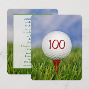 Invitación 100.ª fiesta de cumpleaños Tema de golf