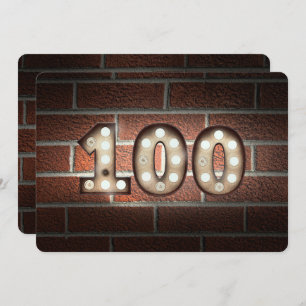 Invitación 100.ª luz de marquesina de cumpleaños en ladrillo