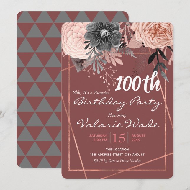 Invitación 100.ª sorpresa Rosas rosas rosadas del partido del (Anverso / Reverso)