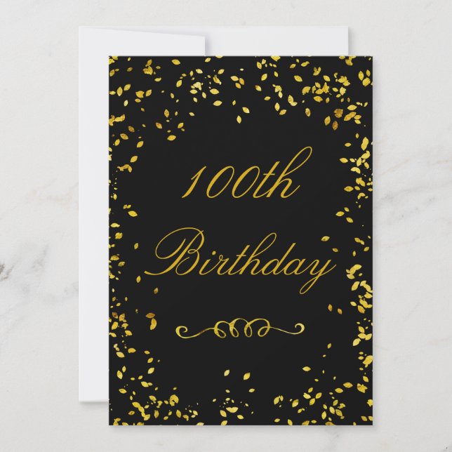 Invitación 100.º Confeti de oro glamoroso (Anverso)