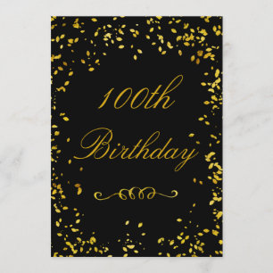 Invitación 100.º Confeti de oro glamoroso