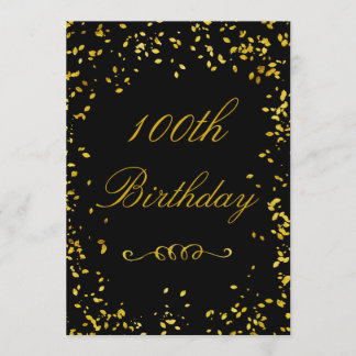 Invitación 100.º Confeti de oro glamoroso