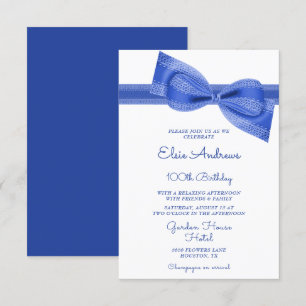 Invitación 100.º Cumpleaños Centenario de Blue Bow & Ribbon