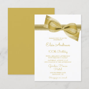 Invitación 100.º Cumpleaños Centenario de Oro y Cinta