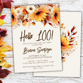 Invitación 100.º cumpleaños de Beige Fall Floral