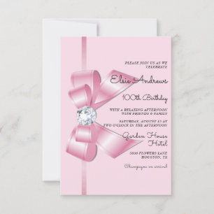 Invitación 100.º cumpleaños de Jewel Centenario Bow & Ribbon