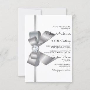 Invitación 100.º cumpleaños de Jewel Centenario Bow & Ribbon