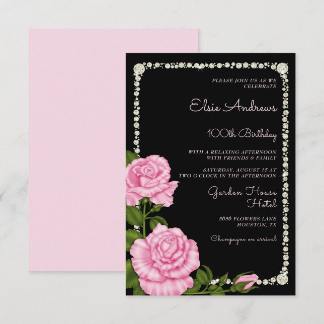Invitación 100.º cumpleaños de Rosas centenarios (Anverso / Reverso)