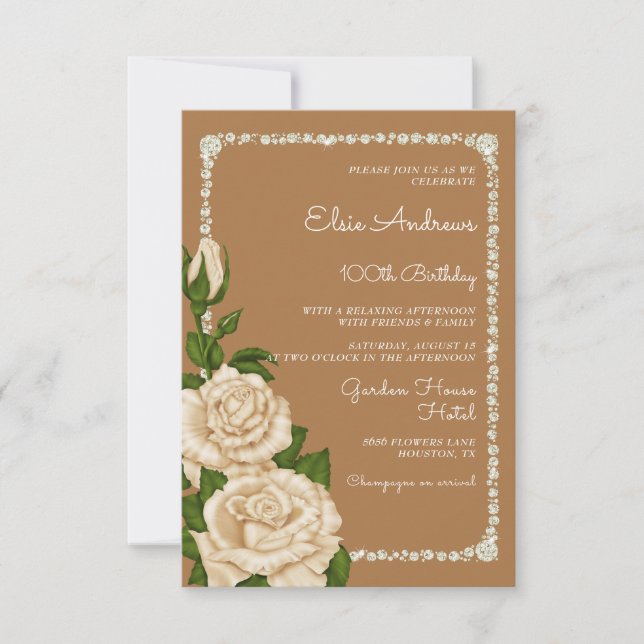 Invitación 100.º cumpleaños de Rosas centenarios (Anverso)